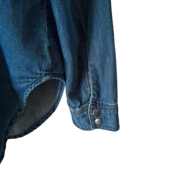 Nanette Lepore Denim Jean Top Womens Large Snap Western Cowgirl - Picture 5 of 13